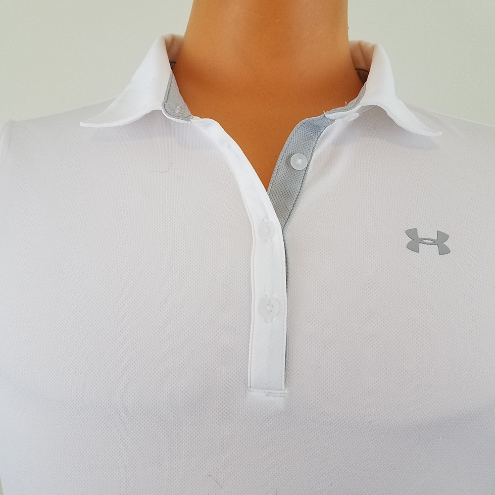 Girls Under Armour Heatgear Summer White Polo YXL